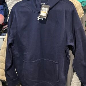 Men’s under Armour size small hoodie navy blue color measures 21 pit